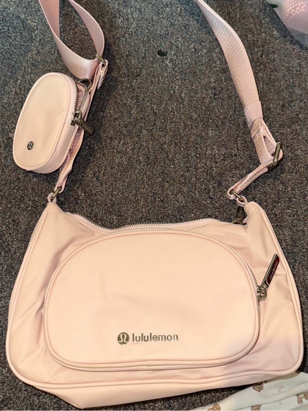 Lululemon ‘Flush Pink’ crossbody bag with nano pouch (2L)